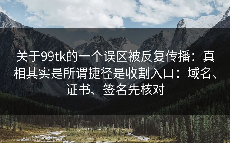关于99tk的一个误区被反复传播：真相其实是所谓捷径是收割入口：域名、证书、签名先核对