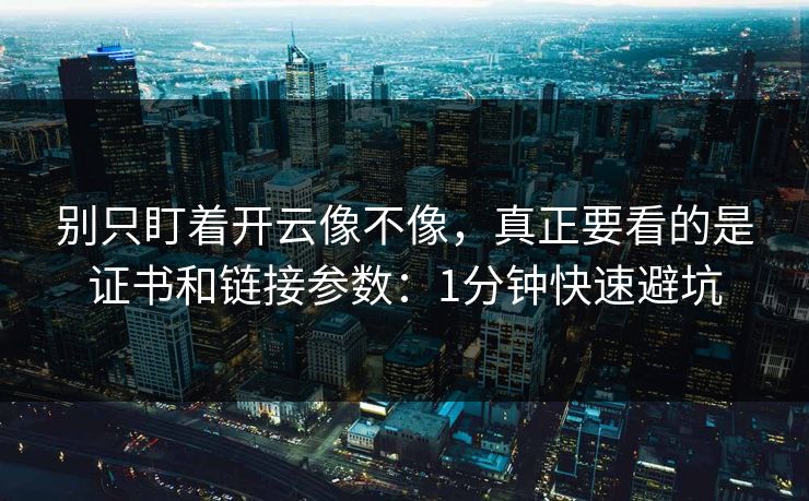 别只盯着开云像不像，真正要看的是证书和链接参数：1分钟快速避坑