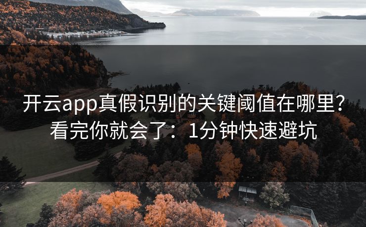 开云app真假识别的关键阈值在哪里？看完你就会了：1分钟快速避坑