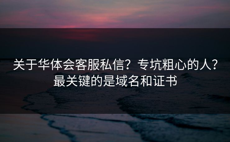 关于华体会客服私信？专坑粗心的人？最关键的是域名和证书