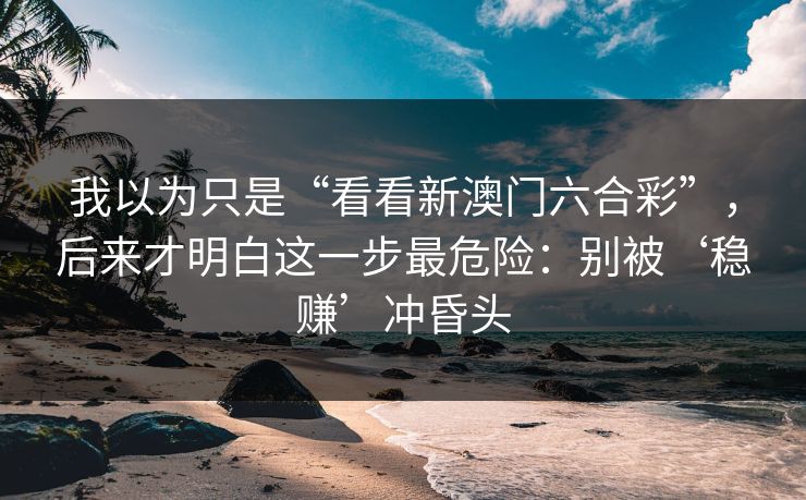 我以为只是“看看新澳门六合彩”，后来才明白这一步最危险：别被‘稳赚’冲昏头