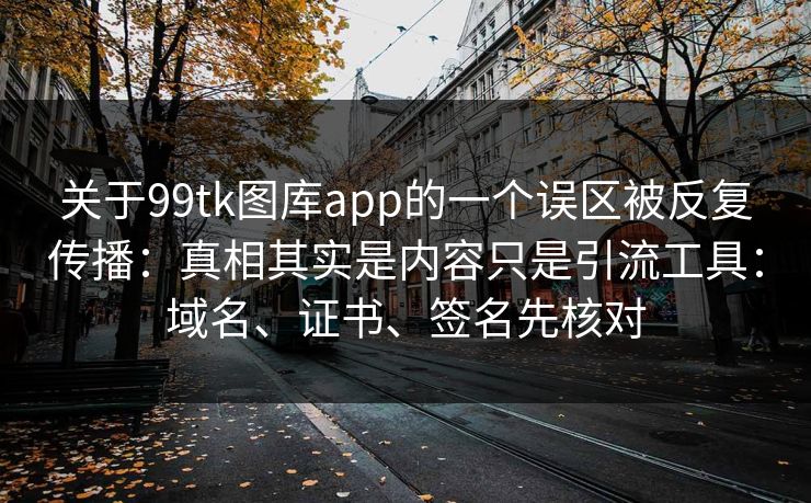 关于99tk图库app的一个误区被反复传播：真相其实是内容只是引流工具：域名、证书、签名先核对