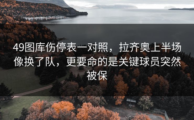 49图库伤停表一对照，拉齐奥上半场像换了队，更要命的是关键球员突然被保