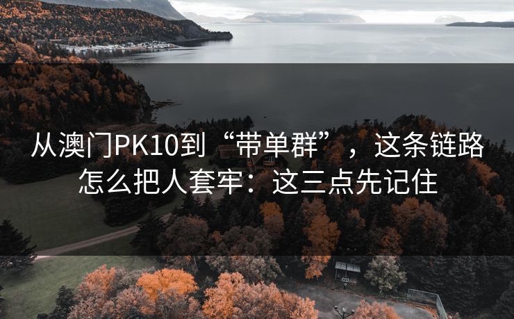 从澳门PK10到“带单群”，这条链路怎么把人套牢：这三点先记住