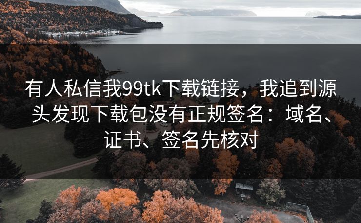有人私信我99tk下载链接，我追到源头发现下载包没有正规签名：域名、证书、签名先核对